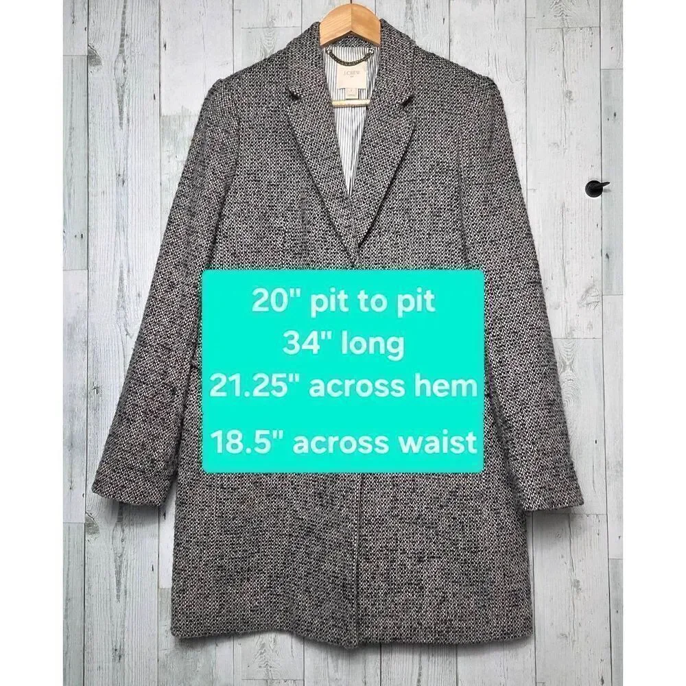 J. Crew Wool Blend Tweed Topcoat Sz 8